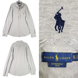 Polo Ralph Lauren Shirt Mens Size XL Gray Featherweight Mesh Button Down LS